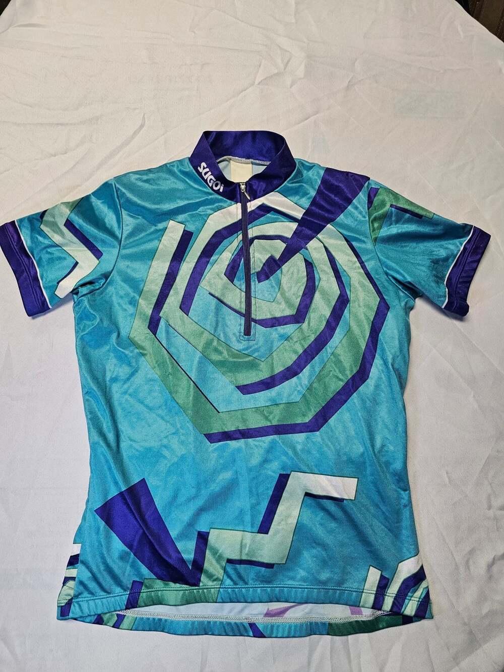 Vintage Sugoi Abstract Pattern Short Sleeve Cycling Jersey